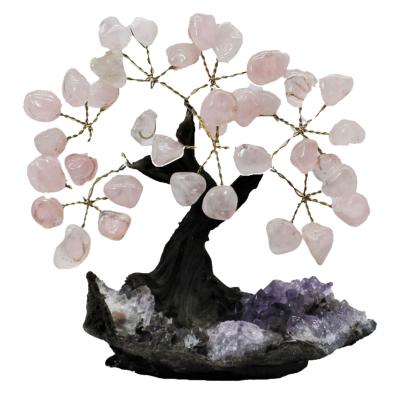 ARBRE DE VIE PIERRE ROULEE QUARTZ ROSE