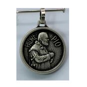 MEDAILLE PADRE PIO 18 MM ARGENTE